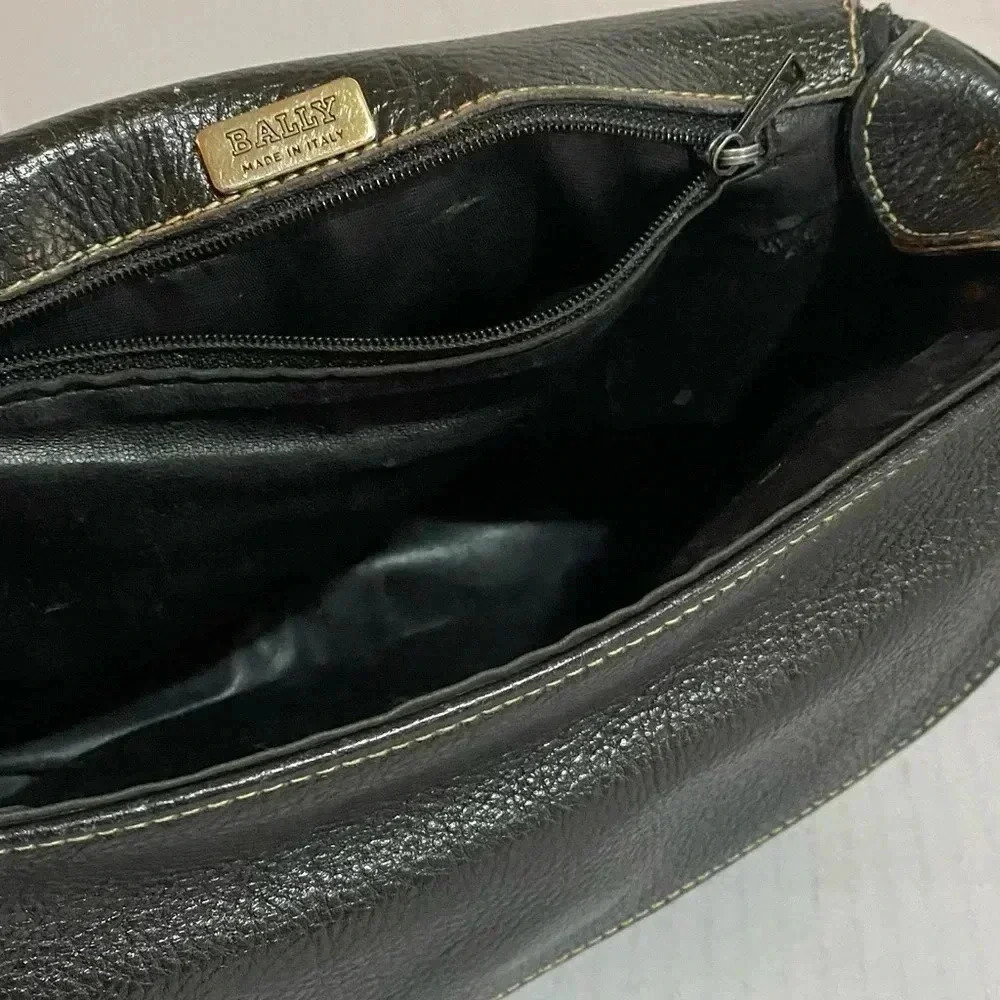Bally vintage brown black leather crossbody handbag - Picture 12 of 14
